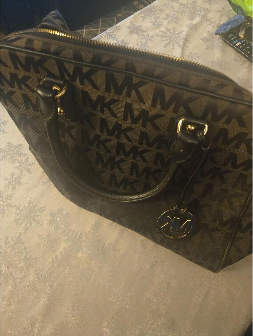 Michael Kors Signature Logo Jet Set Satchel Bag in Black Canvas - Picture 7 of 7